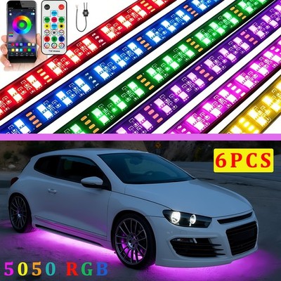 6PCS LED Strip Double Row Underglow Lights RGB Multicolor For VW Scirocco R MK3