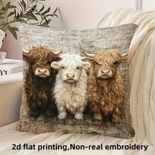 2 X Beautiful Highland Cow Cushion Covers Decorative Cushions - Christmas Deal.