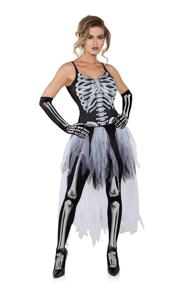 Costume Sexy De Squelette Avec Tutu Pour Femme Adulte Taille M - Photo 1/1