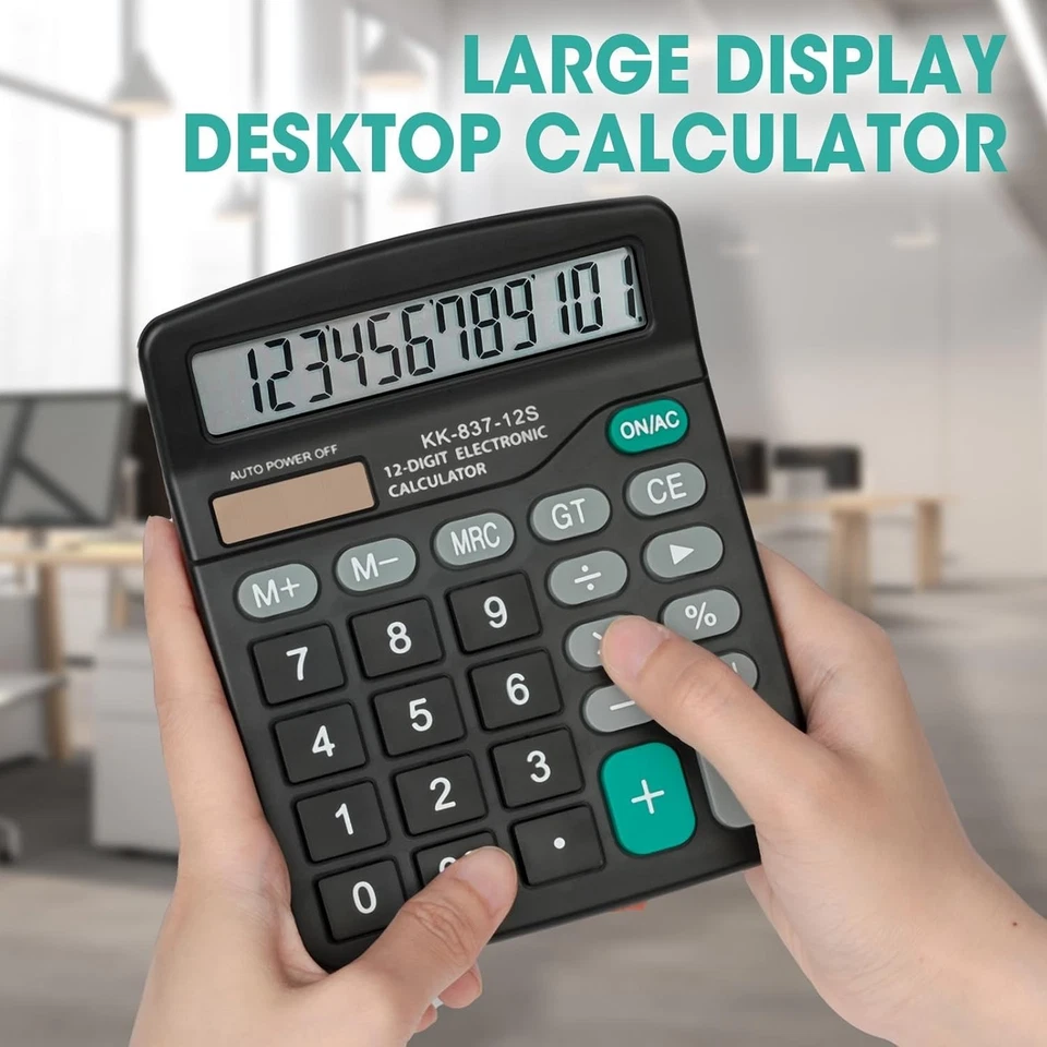 12 Digit Calculator with Large LCD Display with Solar & Battery Dual Power - Image 2 of 4