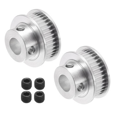 40 teeth 8mm hole toothed pulley, aluminum synchronous silver wheel, 2pcs