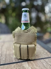 Mini Tactical Military Plate Carrier Vest Koozie USA Tan