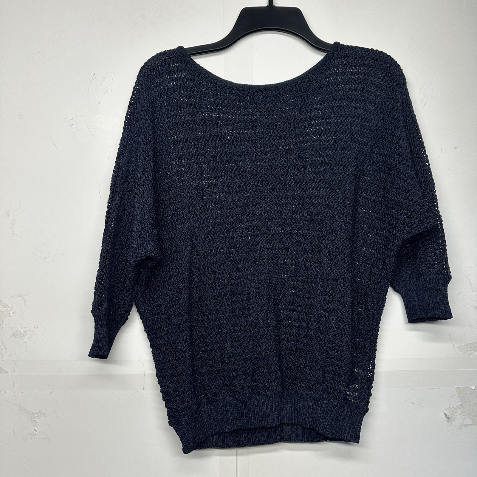 Jones New York Women's Sweater Size Medium Navy Blue Open Knit
