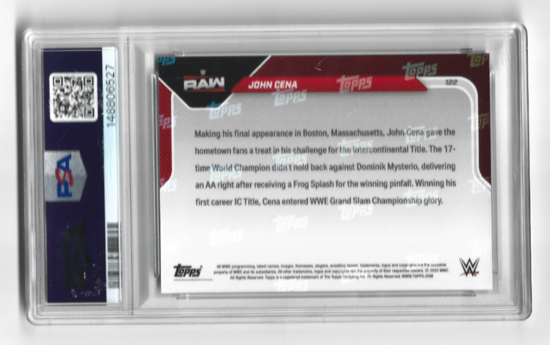 2025 Topps Now WWE John Cena #122 IC Title Win Boston PSA 10 view 2