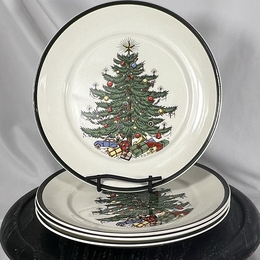 Vintage Set of 4 Cuthbertson Original Christmas Tree Dinner Plates 10” England