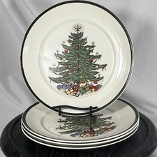 Vintage Set of 4 Cuthbertson Original Christmas Tree Dinner Plates 10” England