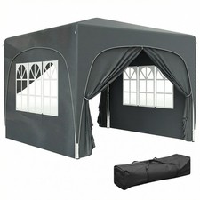 Outsunny 3 x 3(m) UPF50+ Pop Up Gazebo with Sides and Carry Bag, Dark Grey