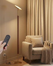 Wood Torchiere Floor Lamp, Super Bright Stepless Dimmable LED Uplight Standing L