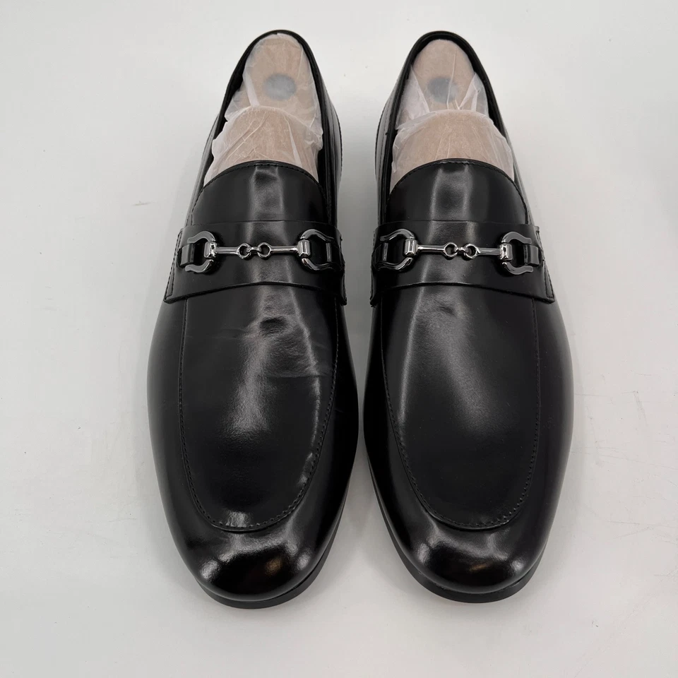 Мокасины ALDO Marinho размер 13 черные кожаные верхние без шнуровки туфли металлические биты - Изображение 2 из 4