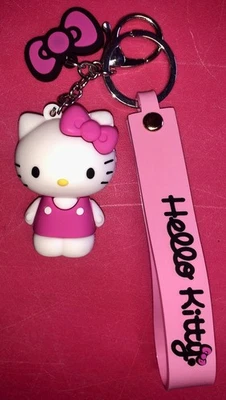 Sanrio Hello Kitty Pink and White Silicone Keychain Charm Backpack Bag Accessory - Image 1 of 3