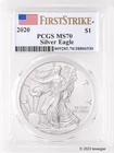 2020 $1 American Silver Eagle PCGS MS70 First Strike