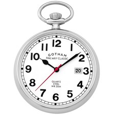 Gotham Men's Stainless Steel Analog Quartz Date Pocket Watch  GWC14101S