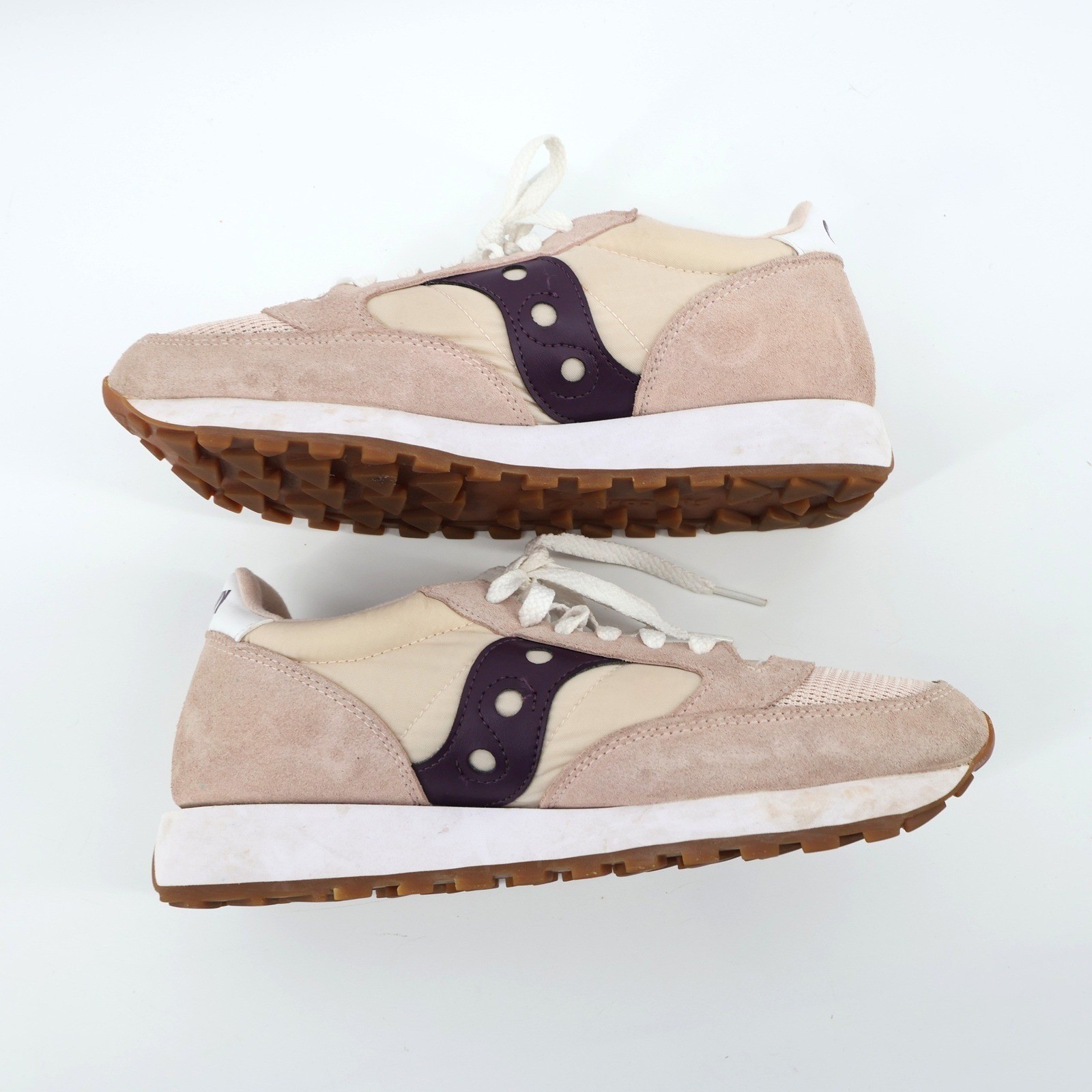 Saucony Jazz Low Pro Womens Size 8 Beige Purple Suede Mesh Casual Sneakers thumbnail 6