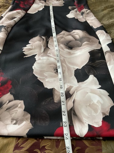 Calvin Klein Black Red Ivory Floral Zip Sleeveless Pencil Sheath Dress Zip Sz 10 - Picture 9 of 21