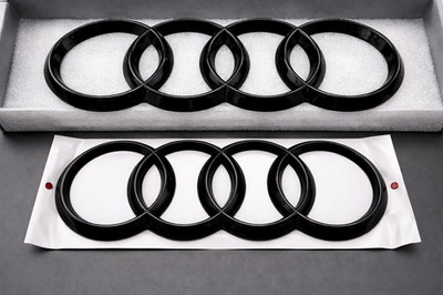 Audi Ringe Emblem Schwarz Glanz 273mm + 192mm Kühlergrill Heckklappe A3 A4 A5 A6