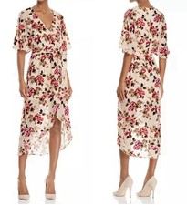 Alice Olivia New Clarine Velvet Burnout Floral Silk Blend Wrap Dress Size 6