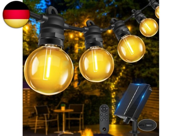 Lichterkette AußEn Solar, 10M LED G40 GlüHbirnen Solar Lichterkette Outdoor-image
