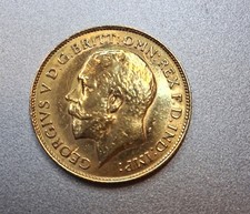 1913 UK Great Britain 22k Gold King George V Half Sovereign Coin