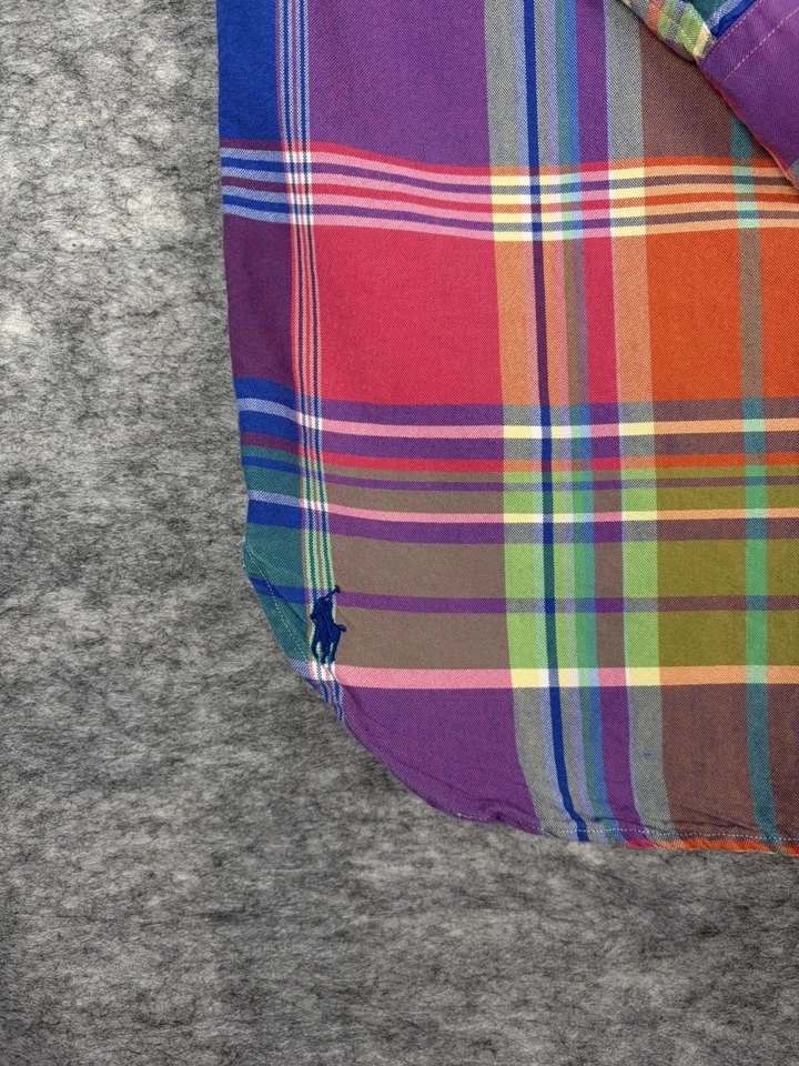 Ralph Lauren Shirt Mens 3XB Multicolor Plaid Oxford Button Down Bottom Pony - Image 2 of 4