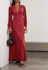 BNWT Rixo Emory Polka-Dot Silk Crepe De Chine Maxi Dress SIZE: L PRP: £545