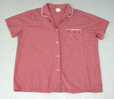 Vintage Shirt Character Size L 90s Red Country Gingham Embroidery Rose Lace Trim