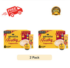  2 PACK  GEVALIA Cappuccino Espresso K-Cup Coffee Pods Froth Packets 6CT