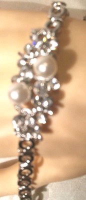 Bracelet Pierres Vertes Et Strass Blancs - Métal Doré Sans Nickel - Neuf Avec étiquettes