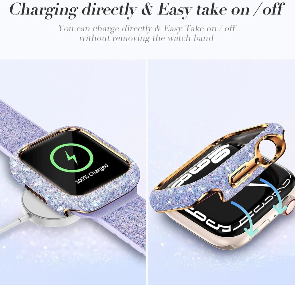 For Apple Watch 40/44/41/45mm Screen Protectors with Rhinestones for SE/Series 9 - Image 2 of 4