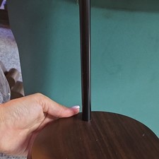 Vertical Tall Doll Display Stand w/ Round Wood Base, Black Pole, Clear Support