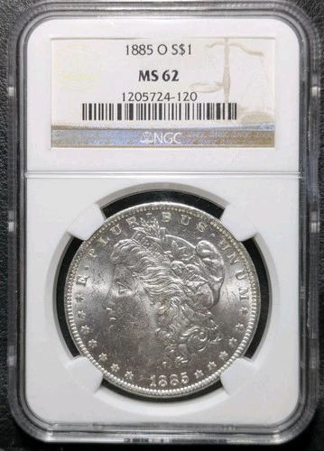 1885-O $1 Silver Morgan Dollar NGC Graded Ms62 Certified New Orleans Mint
