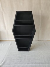 Black Wooden Coffin Shaped Shelf Gothic Decor