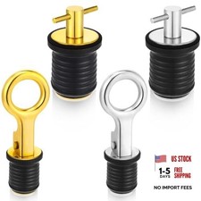 MorningRo 4 Pcs 1 Inch Boat Plugs Boat Drain Plug with Brass Snap and T Handle
