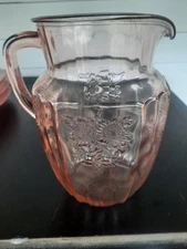 Vintage Hocking Glass Co. MAYFAIR Open Rose PINK 60 oz Water Pitcher  8"