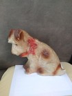 vintage  terrier dog chalkware  carnival prize red bow collar    repaired — photo 4