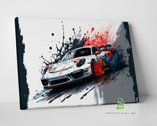 Porsche Car Colour Splash Canvas Art Wall Art Print Picture Framed Decor -E548