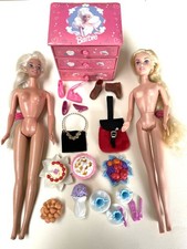 Bundle Mattel Barbie and Disney Simba dolls, accessories , tea set and drawers