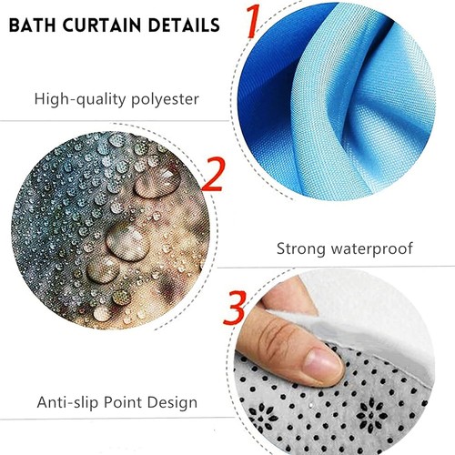 Nkzply 4 Pcs Black Marble Shower Curtain 72"W x 72"L (Pack of 4), Grey - Foto 7 di 7