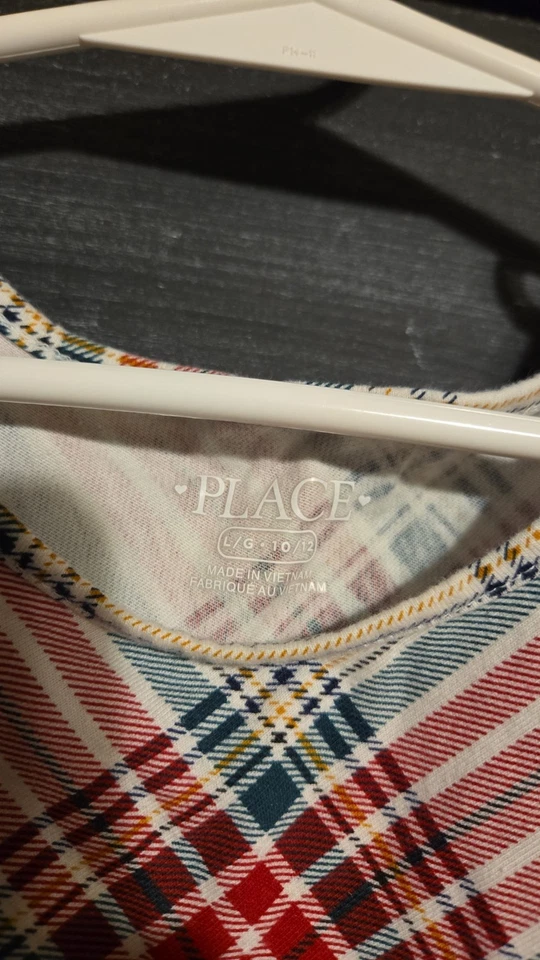 VESTIDO DE NAVIDAD LUGAR NIÑAS BLANCO LS CON CUELLO REDONDO A CUADROS ROJO/VERDE/DORADO -10/12 Foto 2 de 3