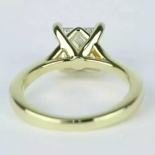 2 Ct Princess Simulated Diamond Women Engagement Ring 14K Gold Plated 925 Silver - Picture 3 of 4
