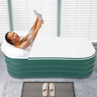 Inflatable Bathtub Hot Water Bath Spa Adult Bath Tub w/ Electric Air Bump Green