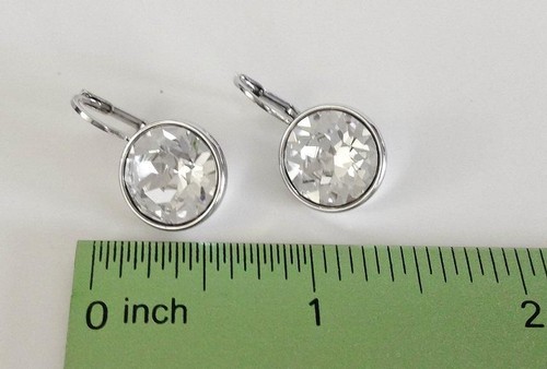 Bella Earrings Made With Genuine Swarovski Crystals Silver Plated Bezel Lever - Picture 6 of 10