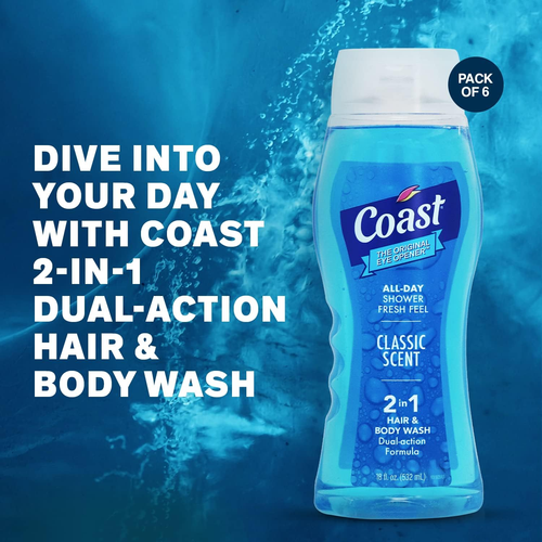 Jabón corporal y cabello Coast, aroma clásico, botella de 18 fl oz - Imagen 2 de 12