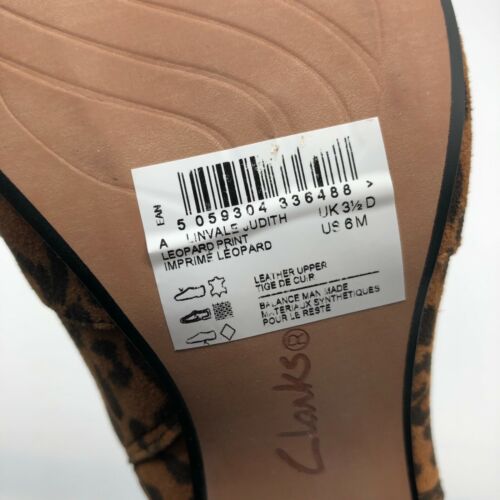 Clarks Linvale Judith Ankle Boots Suede Leopard Print Pointed Toe Heel Brown 6 - Picture 5 of 5