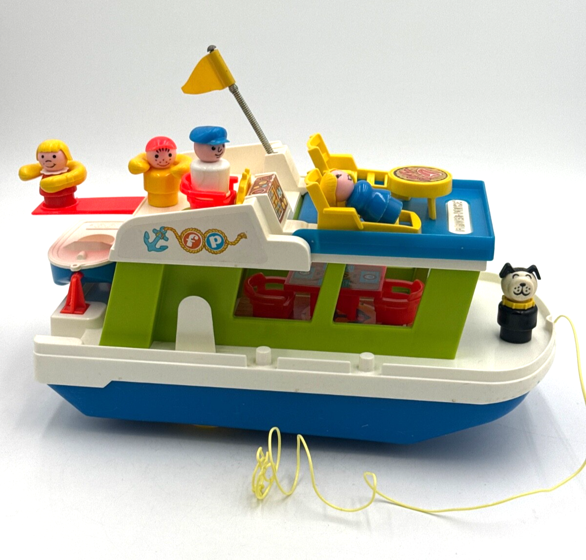 Fisher-Price Happy House Boat Pull Toy Vintage