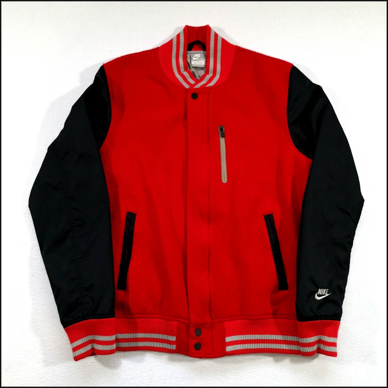 Nike Destroyer Bomber Jacket | Medium | Red/Black/Grey | Rare Y2K