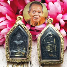 KhunPaen Leklai Fortune Rich 19Takrut Lp Koon Be2536 Black Gem Thai Amulet 16643