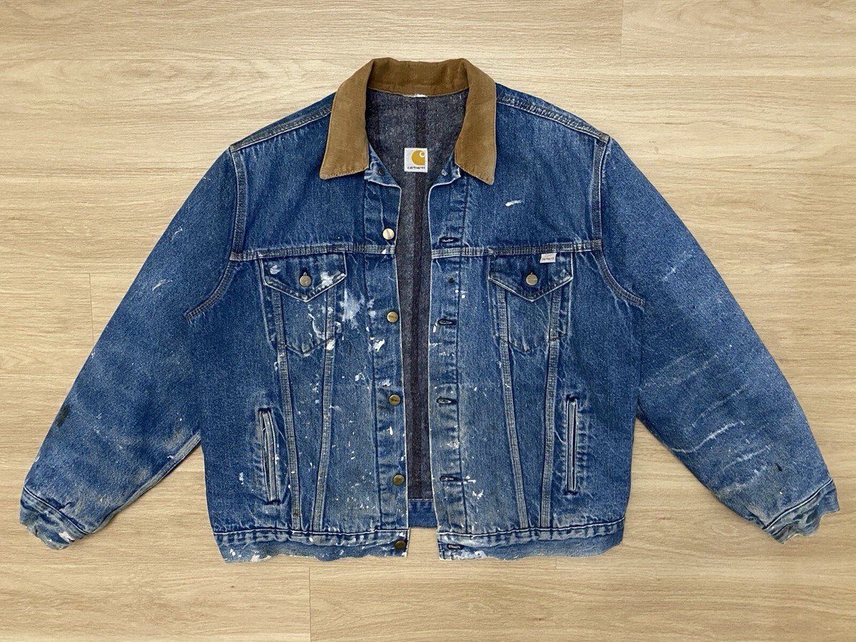 VTG Carhartt Jacket Mens 42 Blanket Lined 8BWJP Denim VTG Carhartt Jacket Mens 42 Blanket Lined 8BWJP Denim