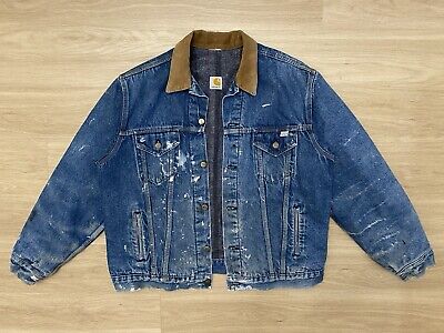 VTG Carhartt Jacket Mens 42 Blanket Lined 8BWJP Denim VTG Carhartt Jacket Mens 42 Blanket Lined 8BWJP Denim