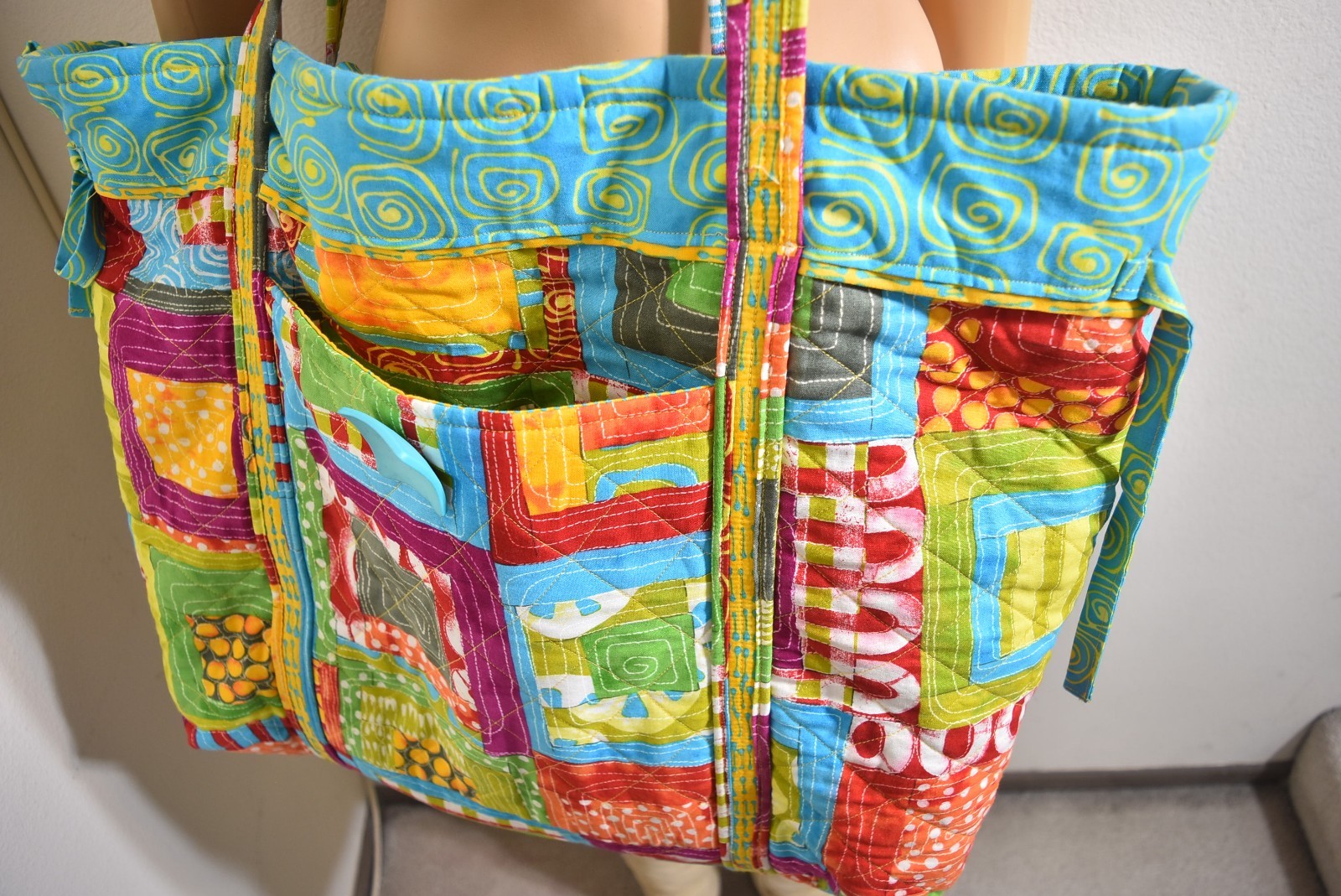 Patchwork Boho Bag Colorful Oversize Quilted Cros… - image 6