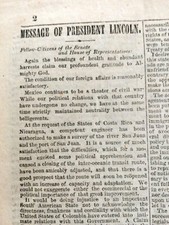 ORIGINAL1864 PAPER PRESIDENT LINCOLN MESSAGE. SHERMAN to SAVANNAH WELLES REPORT